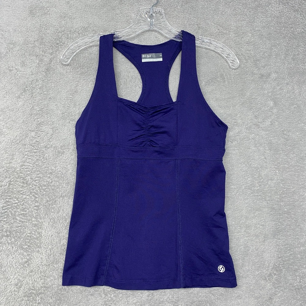 Lija Top Womens Small Blue Ruched Racerback Athletic Tank Gym Yoga‎